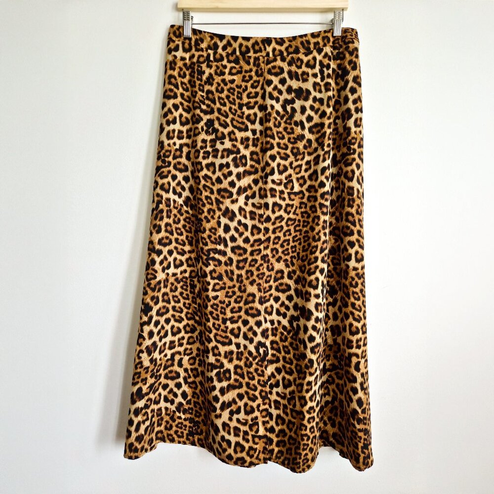 Melanie Lyne Leopard Print Front Slit Maxi Skirt | NWT | Size 8